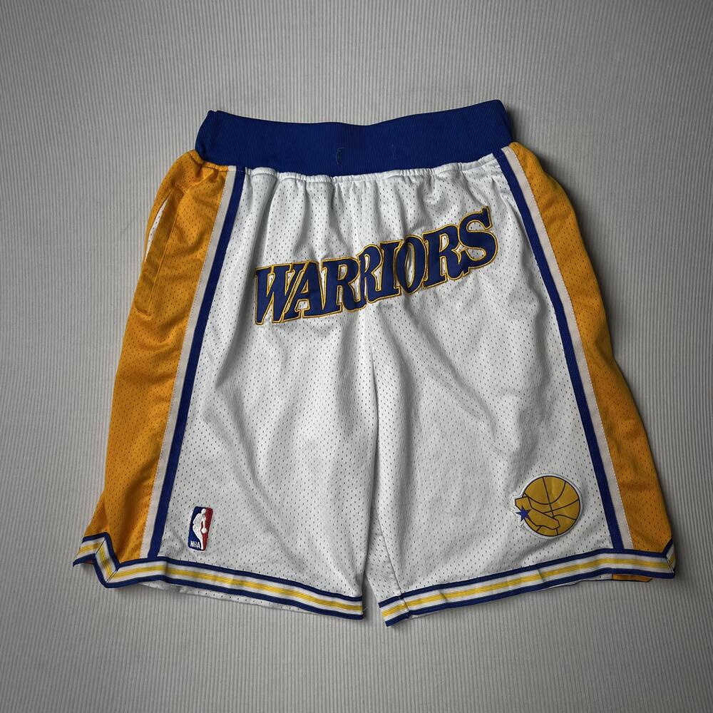 Golden State Warriors Shorts Mens Size White NBA Basketball Just Don Athletics